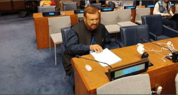 لیگی سینیٹر صابر شاہ سے عالمی فورم پر انگریزی میں لکھی تقریر پڑھنا مشکل ہو گیا