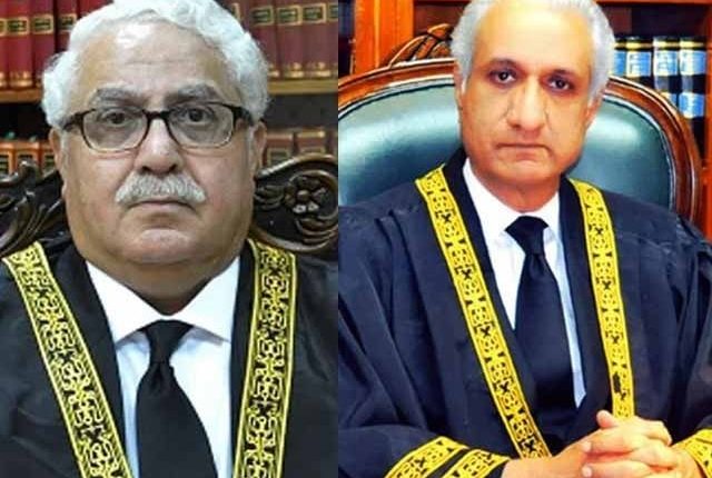 پنجاب، کے پی انتخابات پر ازخود نوٹس؛ حکومتی اتحاد کا جسٹس اعجاز، جسٹس مظاہر پر اعتراض
